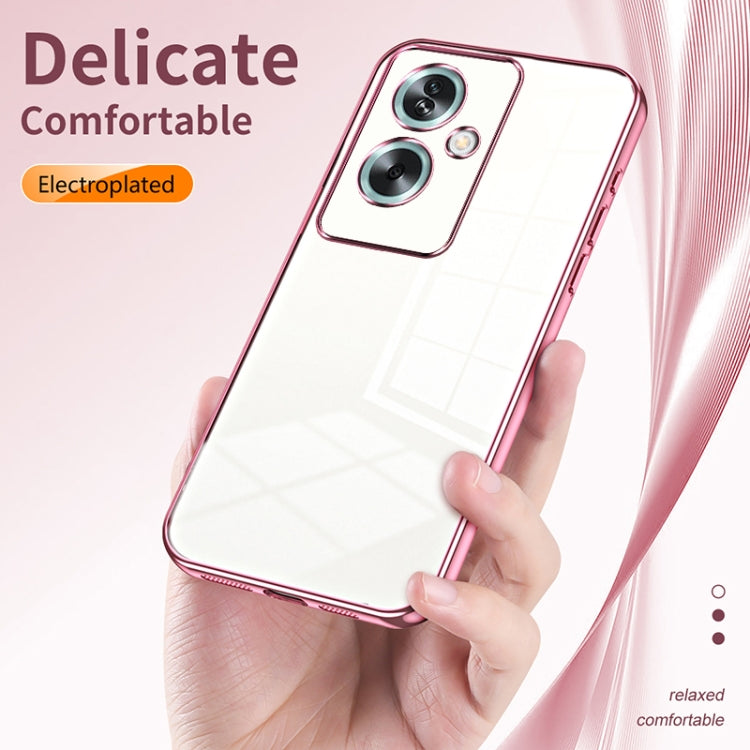 For OPPO A79 5G / A2 Transparent Plating Fine Hole Phone Case(Blue) - OPPO Cases by PMC TechLife | Online Shopping South Africa | PMC TechLife | Buy Now Pay Later Mobicred