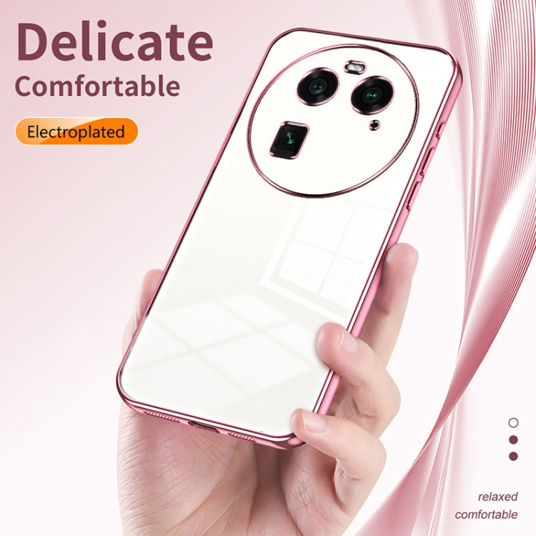 For OPPO Find X6 Transparent Plating Fine Hole Phone Case(Pink) - OPPO Cases by PMC Jewellery | Online Shopping South Africa | PMC Jewellery | Buy Now Pay Later Mobicred