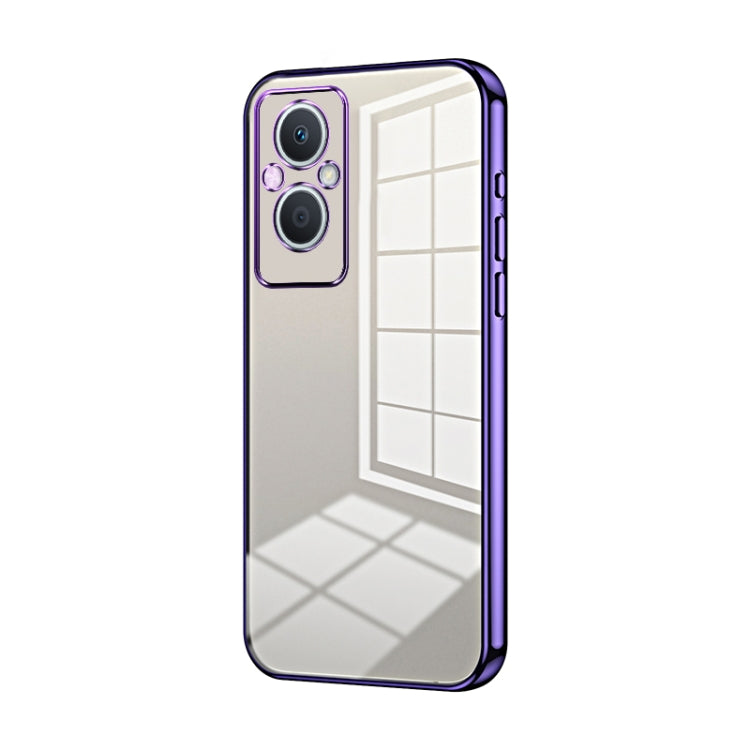 For OPPO Reno7 Z 5G / F21 Pro 5G Transparent Plating Fine Hole Phone Case(Purple) - OPPO Cases by PMC Jewellery | Online Shopping South Africa | PMC Jewellery | Buy Now Pay Later Mobicred