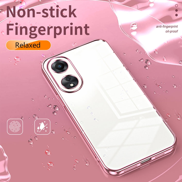 For OPPO A58 5G / A58x 5G Transparent Plating Fine Hole Phone Case(Silver) - OPPO Cases by PMC Jewellery | Online Shopping South Africa | PMC Jewellery | Buy Now Pay Later Mobicred