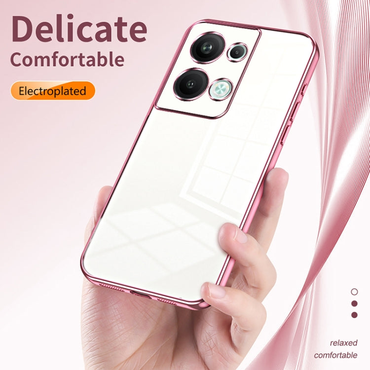 For OPPO Reno9 Pro+ Transparent Plating Fine Hole Phone Case(Transparent) - OPPO Cases by PMC TechLife | Online Shopping South Africa | PMC TechLife | Buy Now Pay Later Mobicred