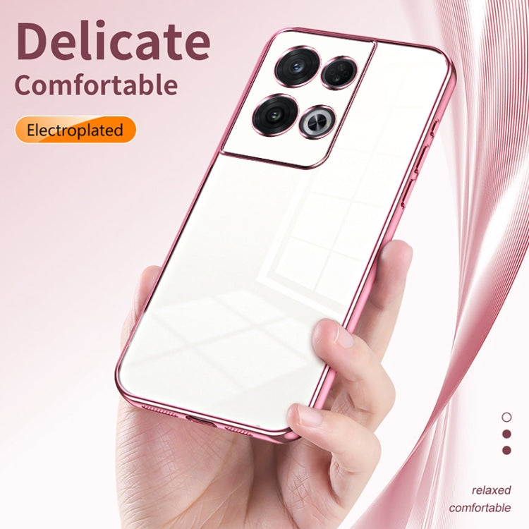 For OPPO Reno8 Pro Transparent Plating Fine Hole Phone Case(Silver) - OPPO Cases by PMC Jewellery | Online Shopping South Africa | PMC Jewellery | Buy Now Pay Later Mobicred