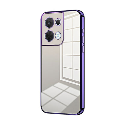 For OPPO Reno8 Transparent Plating Fine Hole Phone Case(Purple) - OPPO Cases by PMC Jewellery | Online Shopping South Africa | PMC Jewellery | Buy Now Pay Later Mobicred