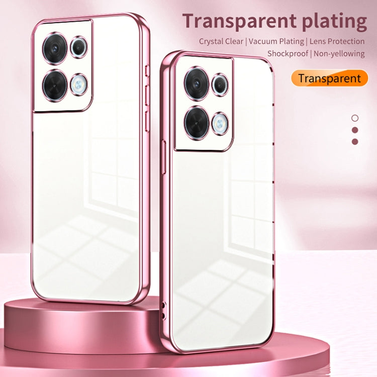 For OPPO Reno8 Transparent Plating Fine Hole Phone Case(Gold) - OPPO Cases by PMC TechLife | Online Shopping South Africa | PMC TechLife | Buy Now Pay Later Mobicred