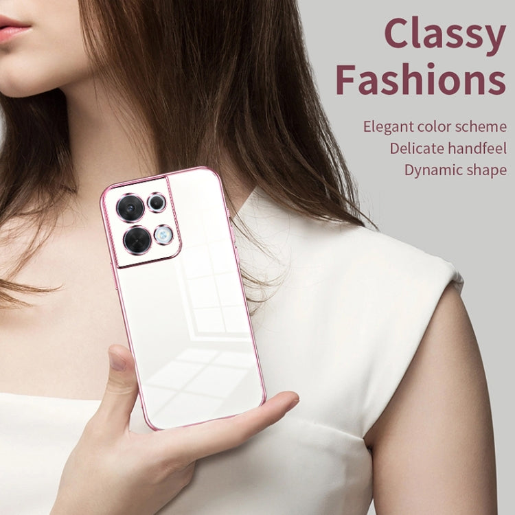 For OPPO Reno8 Transparent Plating Fine Hole Phone Case(Gold) - OPPO Cases by PMC TechLife | Online Shopping South Africa | PMC TechLife | Buy Now Pay Later Mobicred