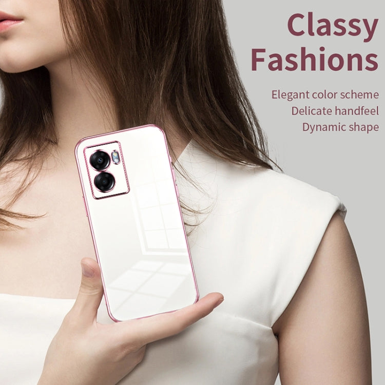 For OPPO A57 5G Transparent Plating Fine Hole Phone Case(Pink) - OPPO Cases by PMC Jewellery | Online Shopping South Africa | PMC Jewellery | Buy Now Pay Later Mobicred