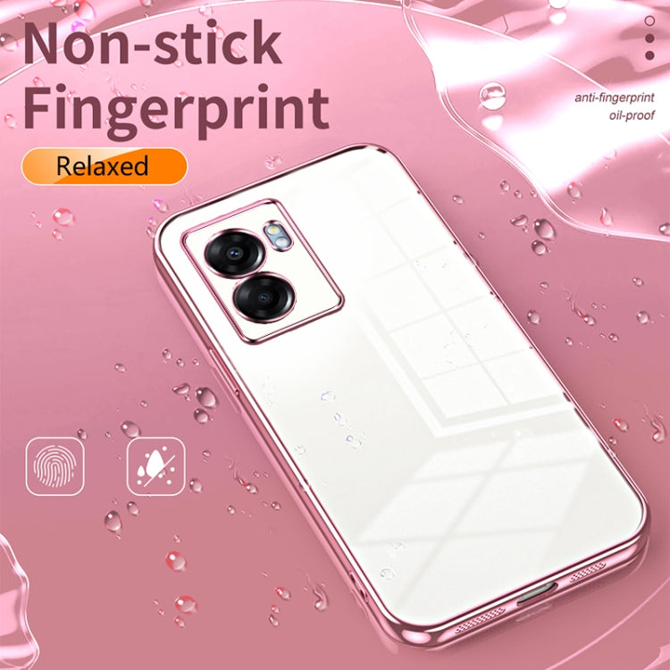 For OPPO A57 5G Transparent Plating Fine Hole Phone Case(Transparent) - OPPO Cases by PMC Jewellery | Online Shopping South Africa | PMC Jewellery | Buy Now Pay Later Mobicred