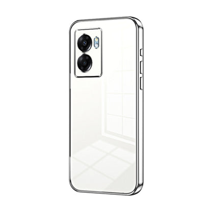 For OPPO A57 5G Transparent Plating Fine Hole Phone Case(Silver) - OPPO Cases by PMC Jewellery | Online Shopping South Africa | PMC Jewellery | Buy Now Pay Later Mobicred