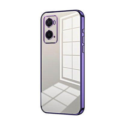 For OPPO A36 / A76 / A96 4G Global Transparent Plating Fine Hole Phone Case(Purple) - OPPO Cases by PMC Jewellery | Online Shopping South Africa | PMC Jewellery | Buy Now Pay Later Mobicred