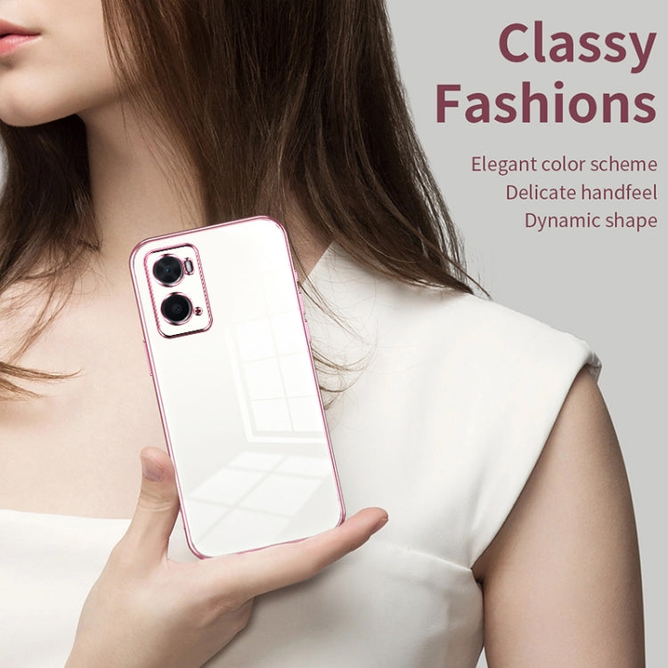 For OPPO A36 / A76 / A96 4G Global Transparent Plating Fine Hole Phone Case(Pink) - OPPO Cases by PMC Jewellery | Online Shopping South Africa | PMC Jewellery | Buy Now Pay Later Mobicred