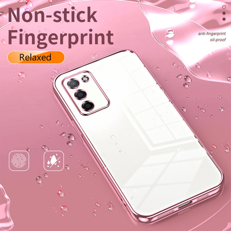 For OPPO A55 5G / A56 / A53s 5G Transparent Plating Fine Hole Phone Case(Black) - OPPO Cases by PMC TechLife | Online Shopping South Africa | PMC TechLife | Buy Now Pay Later Mobicred