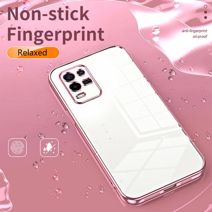 For OPPO K9x Transparent Plating Fine Hole Phone Case(Pink) - OPPO Cases by PMC Jewellery | Online Shopping South Africa | PMC Jewellery | Buy Now Pay Later Mobicred