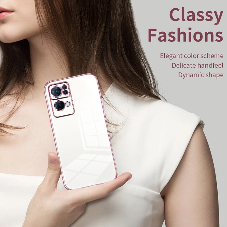 For OPPO Reno7 Pro Transparent Plating Fine Hole Phone Case(Purple) - OPPO Cases by PMC TechLife | Online Shopping South Africa | PMC TechLife | Buy Now Pay Later Mobicred
