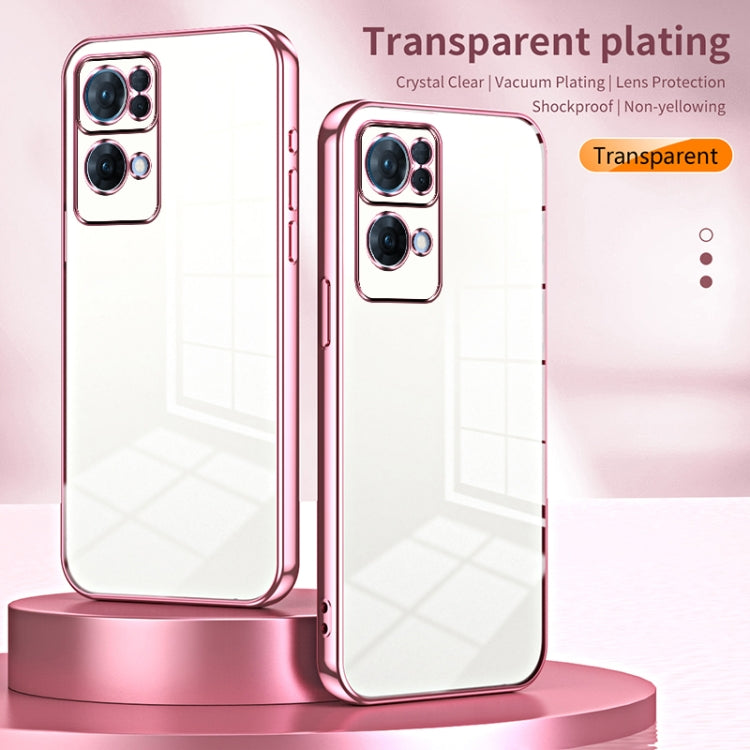 For OPPO Reno7 Pro Transparent Plating Fine Hole Phone Case(Pink) - OPPO Cases by PMC Jewellery | Online Shopping South Africa | PMC Jewellery | Buy Now Pay Later Mobicred