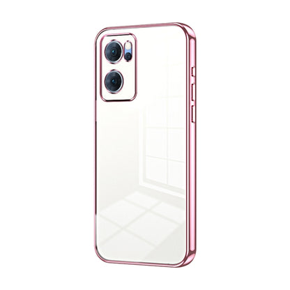 For OPPO Reno7 5G Transparent Plating Fine Hole Phone Case(Pink) - OPPO Cases by PMC Jewellery | Online Shopping South Africa | PMC Jewellery | Buy Now Pay Later Mobicred