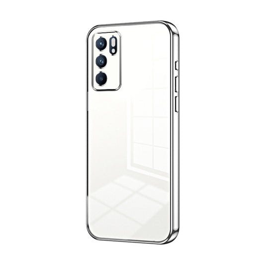 For OPPO Reno6 Indian / Malay Transparent Plating Fine Hole Phone Case(Silver) - OPPO Cases by PMC Jewellery | Online Shopping South Africa | PMC Jewellery | Buy Now Pay Later Mobicred