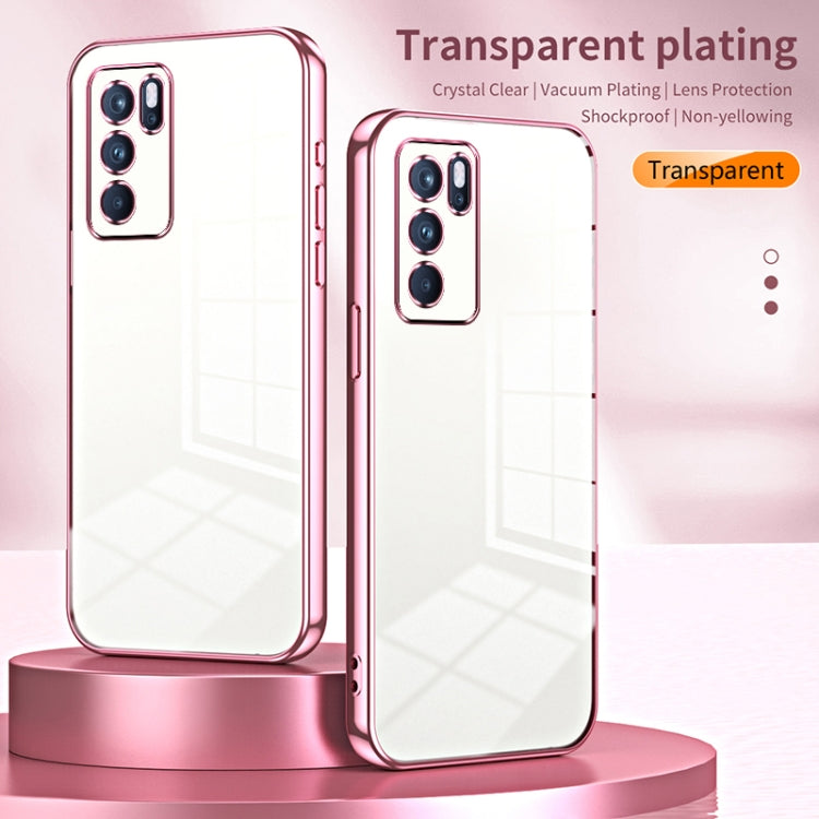 For OPPO Reno6 Pro Indian  Transparent Plating Fine Hole Phone Case(Pink) - OPPO Cases by PMC Jewellery | Online Shopping South Africa | PMC Jewellery | Buy Now Pay Later Mobicred