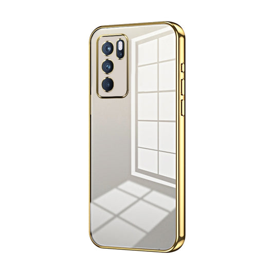 For OPPO Reno6 Pro Indian  Transparent Plating Fine Hole Phone Case(Gold) - OPPO Cases by PMC Jewellery | Online Shopping South Africa | PMC Jewellery | Buy Now Pay Later Mobicred