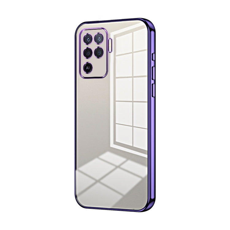 For OPPO A94 4G Transparent Plating Fine Hole Phone Case(Purple) - OPPO Cases by PMC Jewellery | Online Shopping South Africa | PMC Jewellery | Buy Now Pay Later Mobicred