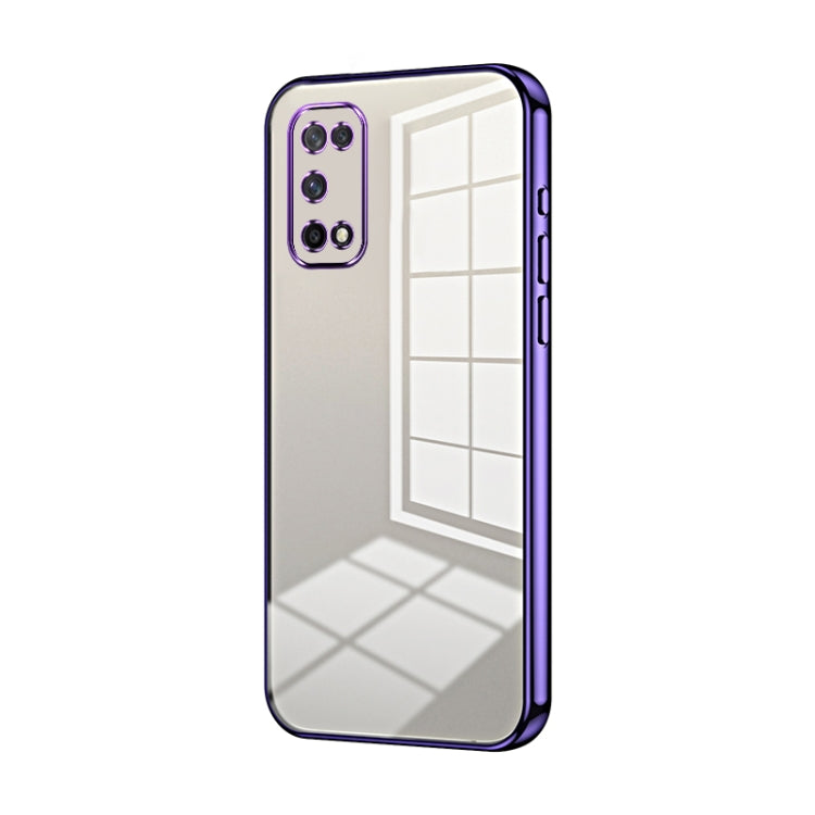 For OPPO K7x / Realme V5 5G Transparent Plating Fine Hole Phone Case(Purple) - OPPO Cases by PMC Jewellery | Online Shopping South Africa | PMC Jewellery | Buy Now Pay Later Mobicred