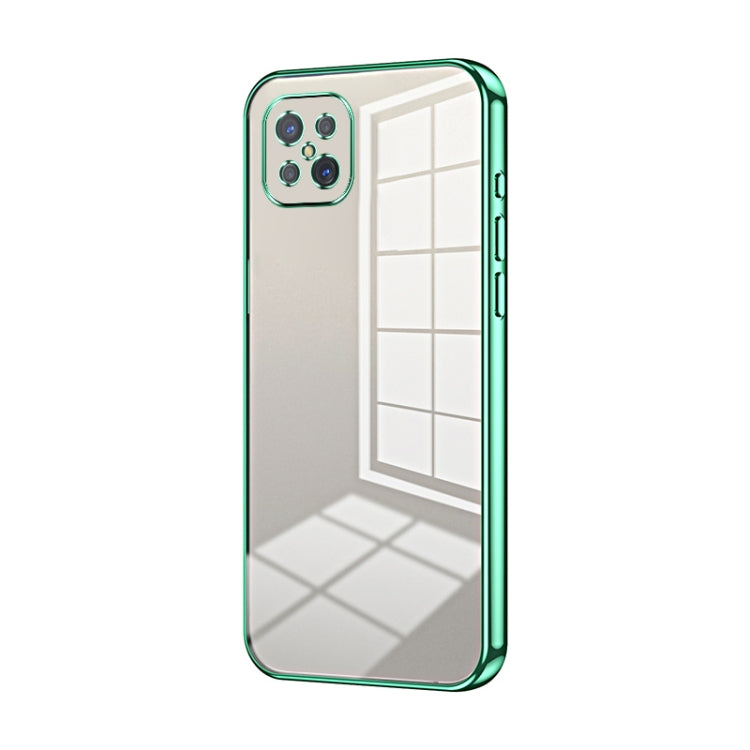 For OPPO A92s / Reno4 Z 5G Transparent Plating Fine Hole Phone Case(Green) - OPPO Cases by PMC Jewellery | Online Shopping South Africa | PMC Jewellery | Buy Now Pay Later Mobicred