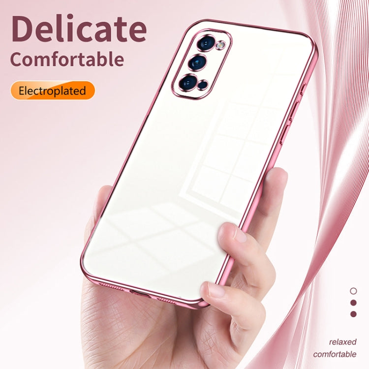 For OPPO Reno4 Pro Transparent Plating Fine Hole Phone Case(Pink) - OPPO Cases by PMC Jewellery | Online Shopping South Africa | PMC Jewellery | Buy Now Pay Later Mobicred