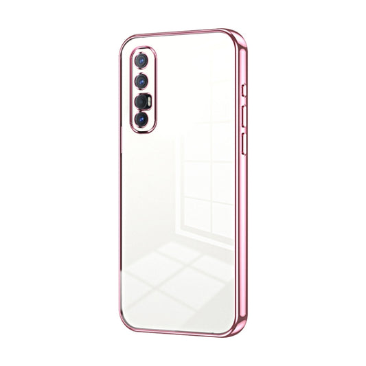 For OPPO Reno3 Pro Transparent Plating Fine Hole Phone Case(Pink) - OPPO Cases by PMC Jewellery | Online Shopping South Africa | PMC Jewellery | Buy Now Pay Later Mobicred