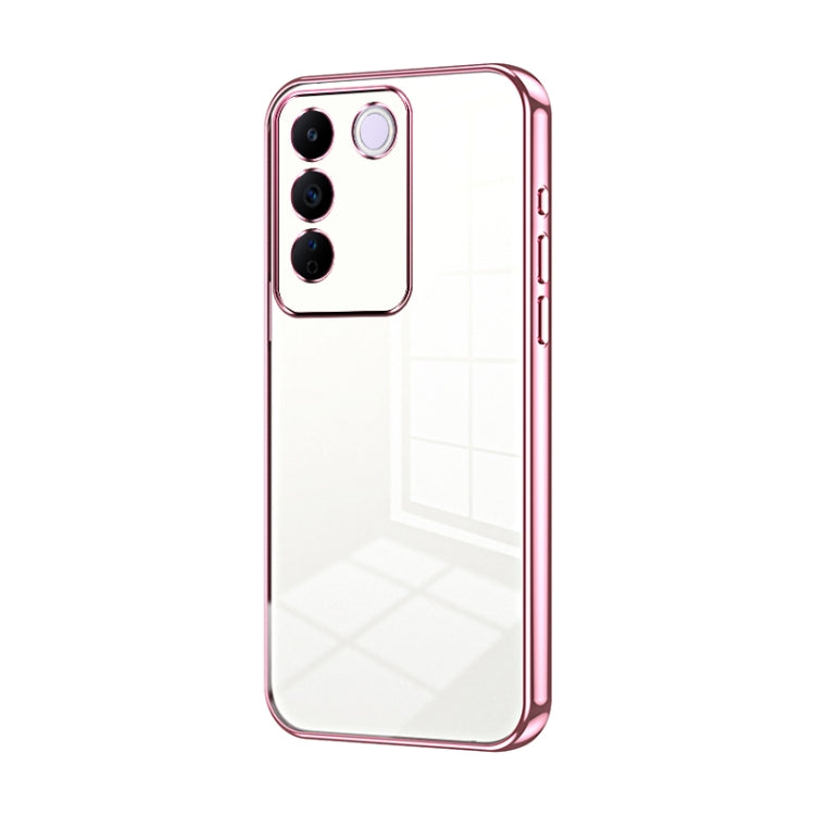 For vivo S16e / V27e Transparent Plating Fine Hole Phone Case(Pink) - vivo Cases by PMC Jewellery | Online Shopping South Africa | PMC Jewellery