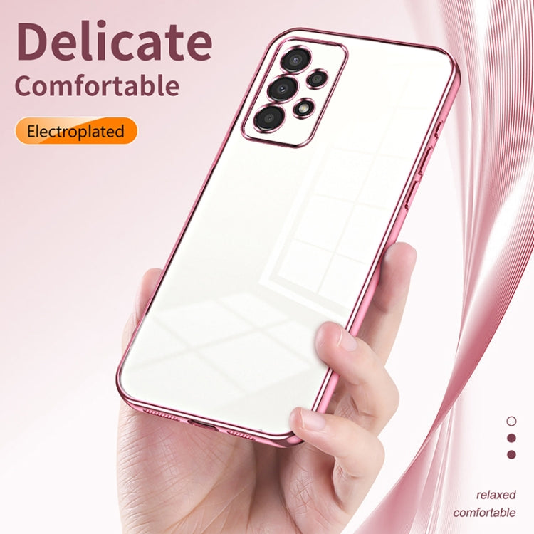 For Samsung Galaxy A13 4G Transparent Plating Fine Hole Phone Case(Blue) - Galaxy Phone Cases by PMC TechLife | Online Shopping South Africa | PMC TechLife