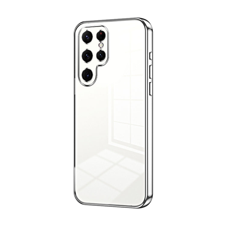 For Samsung Galaxy S22 Ultra 5G Transparent Plating Fine Hole Phone Case(Silver) - Galaxy S22 Ultra 5G Cases by PMC Jewellery | Online Shopping South Africa | PMC Jewellery | Buy Now Pay Later Mobicred