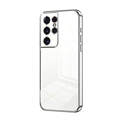 For Samsung Galaxy S21 Ultra 5G Transparent Plating Fine Hole Phone Case(Silver) - Galaxy S21 Ultra 5G Cases by PMC Jewellery | Online Shopping South Africa | PMC Jewellery | Buy Now Pay Later Mobicred