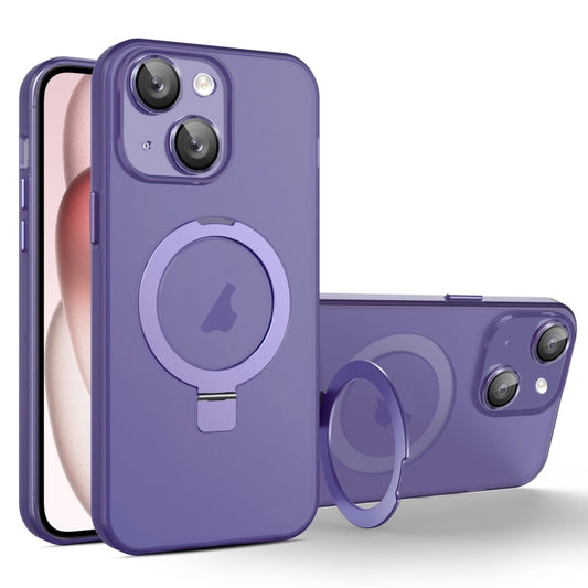 For iPhone 15 MagSafe Holder PC Hybrid TPU Phone Case(Deep Purple) - iPhone 15 Cases by PMC Jewellery | Online Shopping South Africa | PMC Jewellery