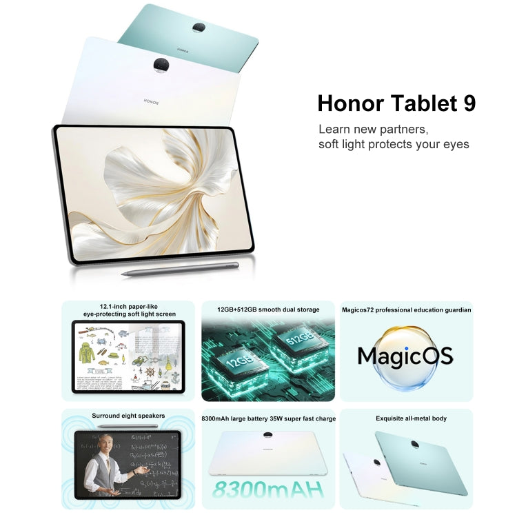 Honor Tablet 9 12.1 inch WiFi, Standard 12GB+512GB, MagicOS 7.2 Snapdragon 6 Gen1 Octa Core 2.2GHz, Not Support Google Play(Blue) - Huawei by Huawei | Online Shopping South Africa | PMC Jewellery