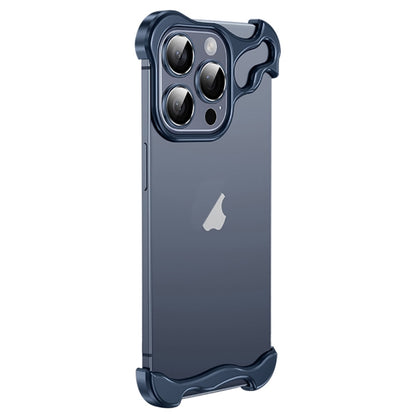 For iPhone 13 Pro Frameless Metal Corner Pad Phone Case with Lens Film(Blue) - iPhone 13 Pro Cases by PMC Jewellery | Online Shopping South Africa | PMC Jewellery | Buy Now Pay Later Mobicred