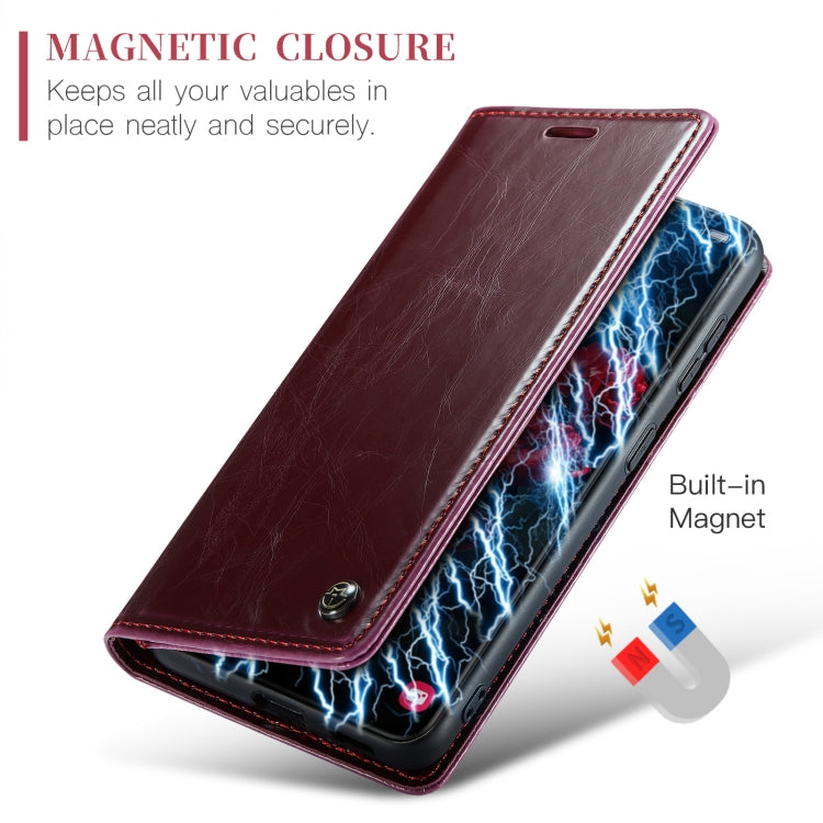 For Samsung Galaxy S24 5G CaseMe 003 Crazy Horse Texture Flip Leather Phone Case(Mulberry Red) - Galaxy S24 5G Cases by CaseMe | Online Shopping South Africa | PMC Jewellery | Buy Now Pay Later Mobicred