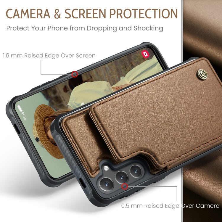 For Samsung Galaxy S24 5G CaseMe C22 PC+TPU Business Style RFID Anti-theft Leather Phone Case(Brown) - Galaxy S24 5G Cases by CaseMe | Online Shopping South Africa | PMC Jewellery | Buy Now Pay Later Mobicred