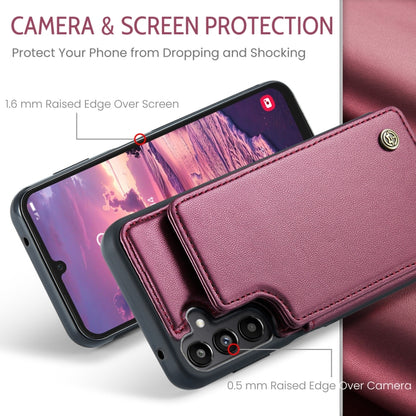 For Samsung Galaxy A25 4G CaseMe C22 PC+TPU Business Style RFID Anti-theft Leather Phone Case(Wine Red) - Galaxy Phone Cases by CaseMe | Online Shopping South Africa | PMC Jewellery | Buy Now Pay Later Mobicred