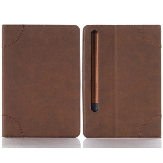 For Samsung Galaxy Tab S9 Retro Book Leather Tablet Case(Dark Brown) - Galaxy Tab S9 Cases by PMC Jewellery | Online Shopping South Africa | PMC Jewellery | Buy Now Pay Later Mobicred