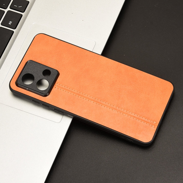 For Motorola Moto G84 5G Cow Pattern Sewing Back Cover Phone Case(Orange) - Motorola Cases by PMC Jewellery | Online Shopping South Africa | PMC Jewellery