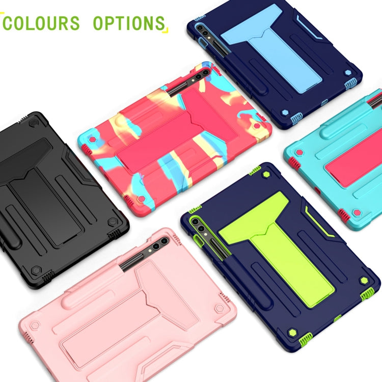 For Samsung Galaxy Tab S9 FE+ / S9+ T Holder Robot Silicone Hybrid PC Tablet Case(Black) - Galaxy Tab S9+ Cases by PMC TechLife | Online Shopping South Africa | PMC TechLife
