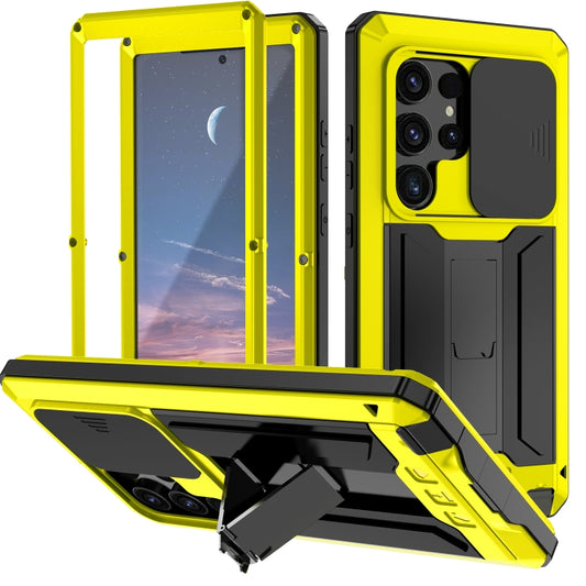 For Samsung Galaxy S24 Ultra 5G R-JUST Sliding Camera Life Waterproof Holder Phone Case(Yellow) - Galaxy S24 Ultra 5G Cases by R-JUST | Online Shopping South Africa | PMC Jewellery | Buy Now Pay Later Mobicred