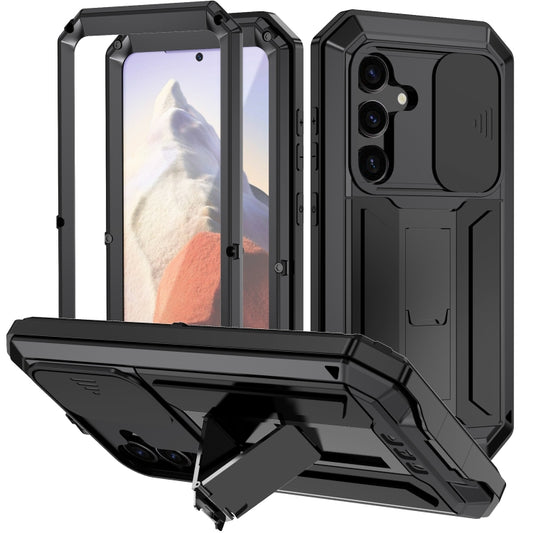 For Samsung Galaxy S24 5G R-JUST Sliding Camera Life Waterproof Holder Phone Case(Black) - Galaxy S24 5G Cases by R-JUST | Online Shopping South Africa | PMC Jewellery | Buy Now Pay Later Mobicred