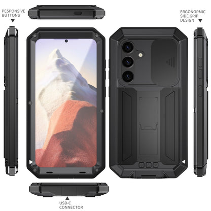 For Samsung Galaxy S24 5G R-JUST Sliding Camera Life Waterproof Holder Phone Case(Black) - Galaxy S24 5G Cases by R-JUST | Online Shopping South Africa | PMC Jewellery | Buy Now Pay Later Mobicred