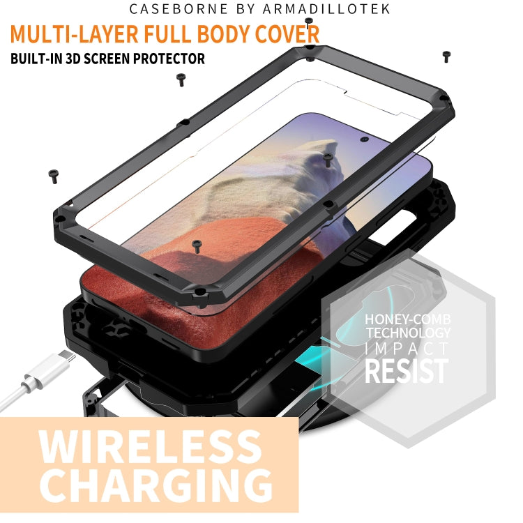 For Samsung Galaxy S24 5G R-JUST Sliding Camera Life Waterproof Holder Phone Case(Black) - Galaxy S24 5G Cases by R-JUST | Online Shopping South Africa | PMC Jewellery | Buy Now Pay Later Mobicred