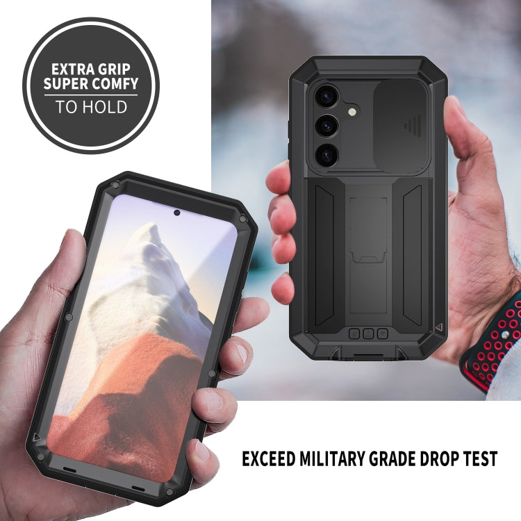 For Samsung Galaxy S24 5G R-JUST Sliding Camera Life Waterproof Holder Phone Case(Black) - Galaxy S24 5G Cases by R-JUST | Online Shopping South Africa | PMC Jewellery | Buy Now Pay Later Mobicred