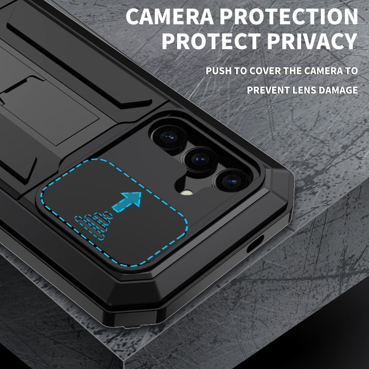 For Samsung Galaxy S24 5G R-JUST Sliding Camera Life Waterproof Holder Phone Case(Black) - Galaxy S24 5G Cases by R-JUST | Online Shopping South Africa | PMC Jewellery | Buy Now Pay Later Mobicred