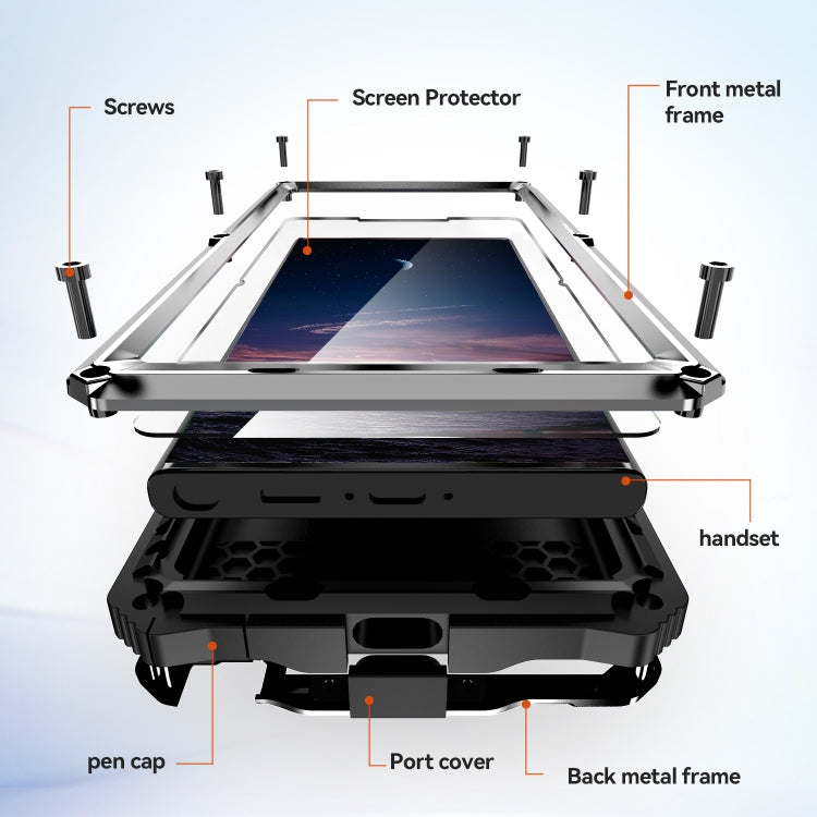 For Samsung Galaxy S24 Ultra 5G R-JUST Life Waterproof Dustproof Shockproof Holder Phone Case(Silver) - Galaxy S24 Ultra 5G Cases by R-JUST | Online Shopping South Africa | PMC Jewellery | Buy Now Pay Later Mobicred