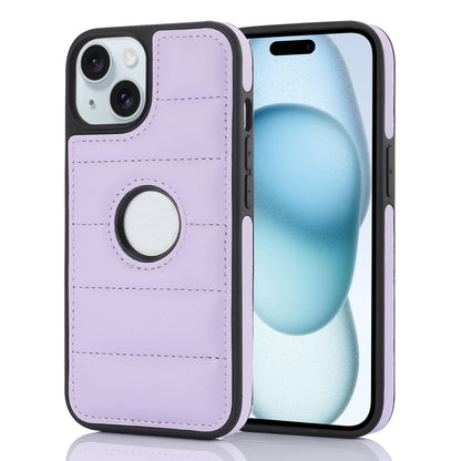 For iPhone 15 Plus Piano Key Hollow Cutout PU Phone Case(Light Purple) - iPhone 15 Plus Cases by PMC Jewellery | Online Shopping South Africa | PMC Jewellery | Buy Now Pay Later Mobicred