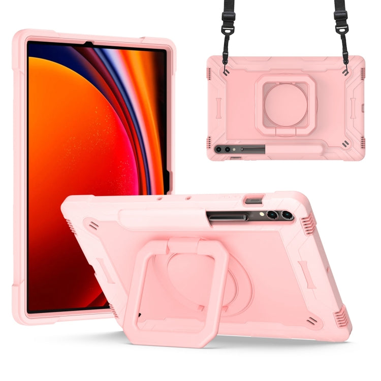 For Samsung Galaxy Tab S9 FE+ / S9+ Handle Robot Silicone Hybrid PC Tablet Case(Rose Gold) - Galaxy Tab S9+ Cases by PMC Jewellery | Online Shopping South Africa | PMC Jewellery | Buy Now Pay Later Mobicred