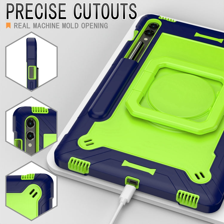 For Samsung Galaxy Tab S9 FE+ / S9+ Handle Robot Silicone Hybrid PC Tablet Case(Navy Yellow Green) - Galaxy Tab S9+ Cases by PMC Jewellery | Online Shopping South Africa | PMC Jewellery | Buy Now Pay Later Mobicred